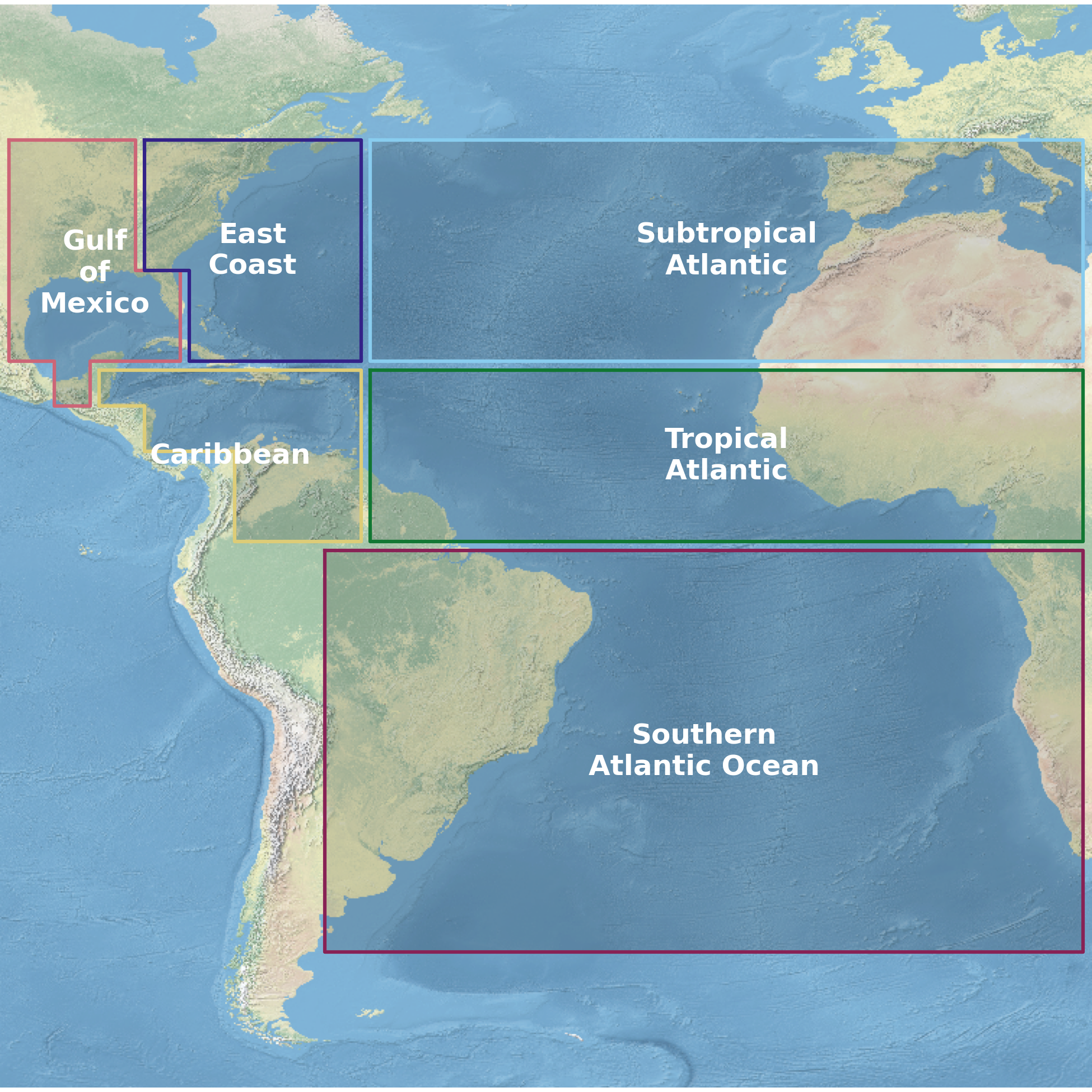 Diagram showing subbasins within the Atlantic